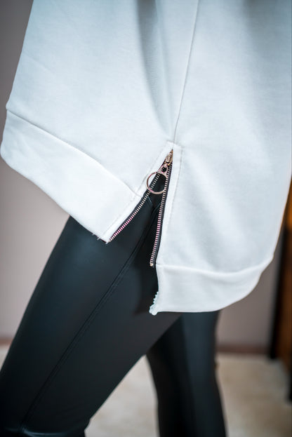 Hoodie mit doppelter Kordel, off-white