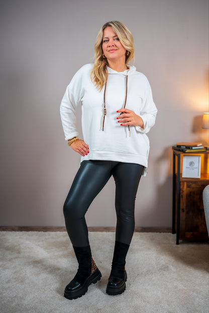Hoodie mit doppelter Kordel, off-white