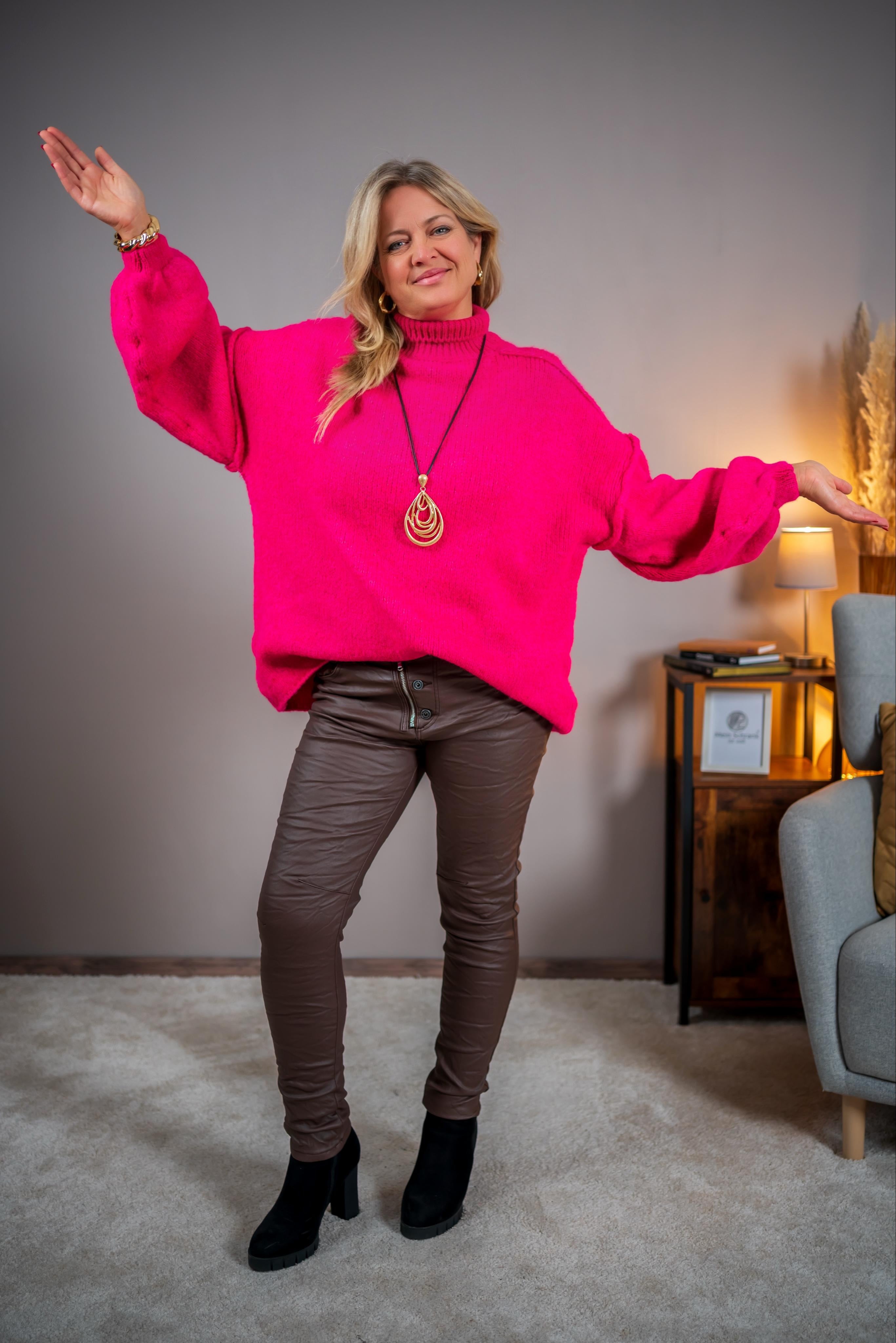 Lässiger Strickpullover, Pink