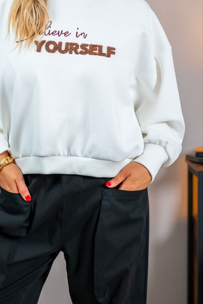 Sweatshirt mit Stickerei, off-white