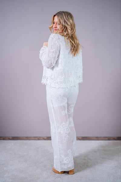 Bluse mit Allover-Details, weiß