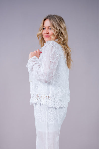 Bluse mit Allover-Details, weiß