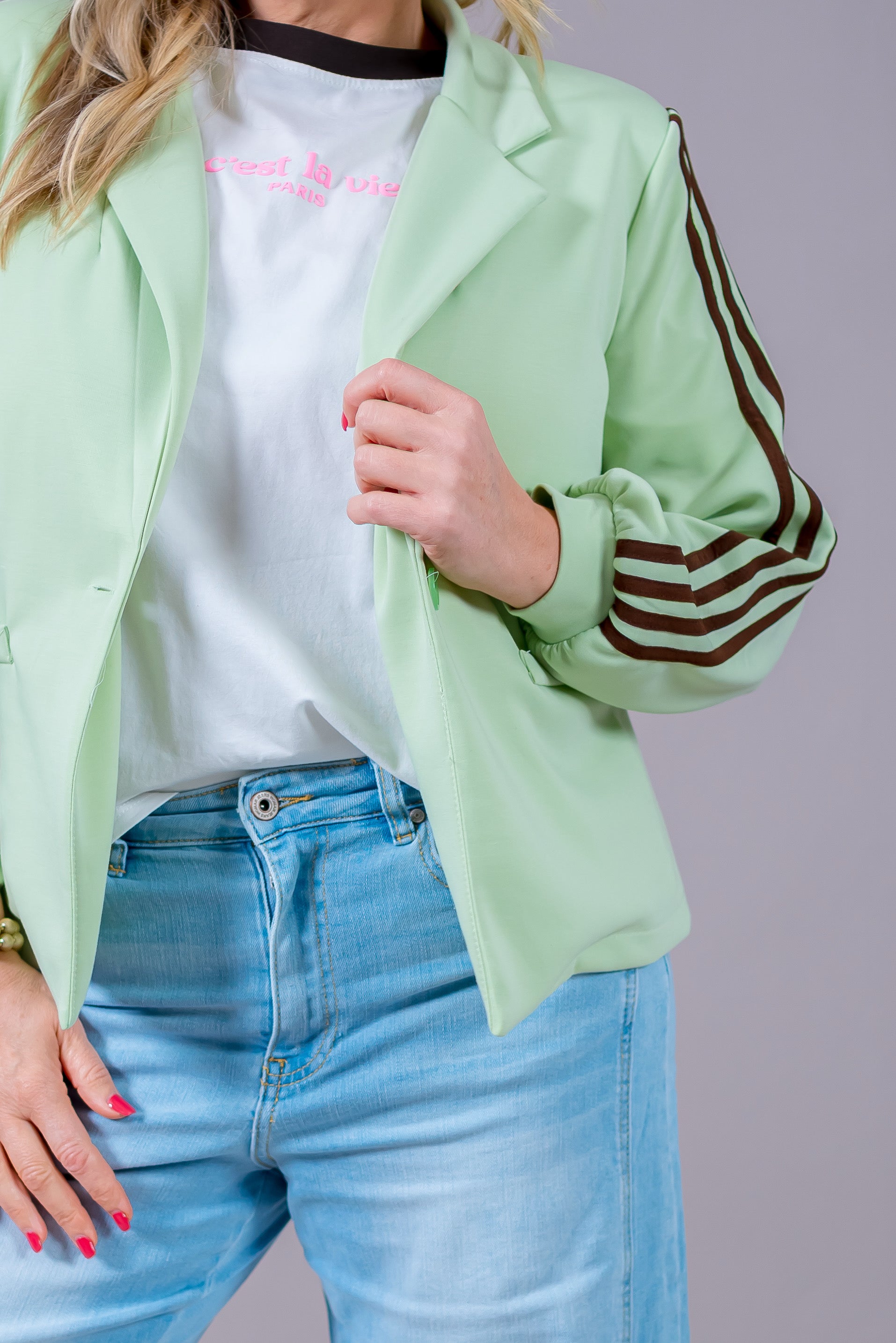 Jogg-Blazer mit Kontrastfarbenen Streifen, mint