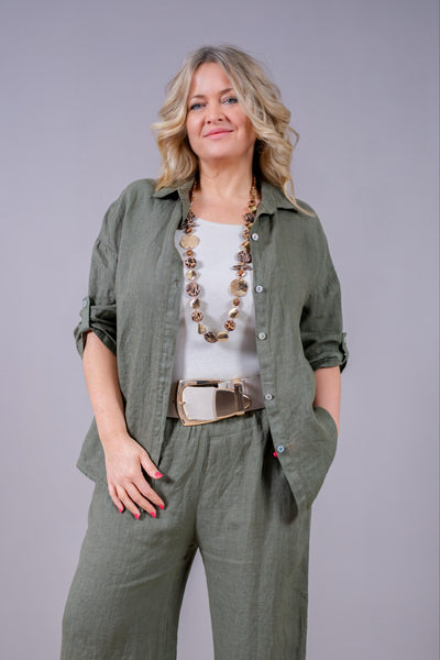 Leinenbluse, khaki