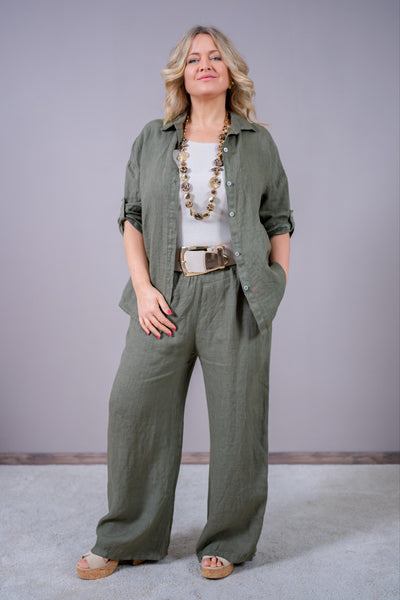 Leinenbluse, khaki