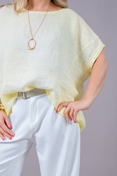 Oversize Leinenshirt, gelb