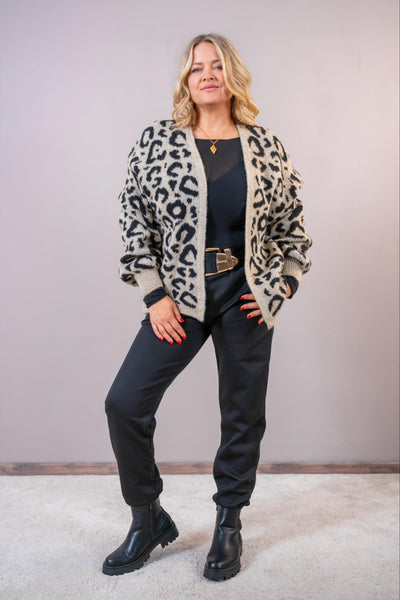 Strickjacke Leomuster, taupe