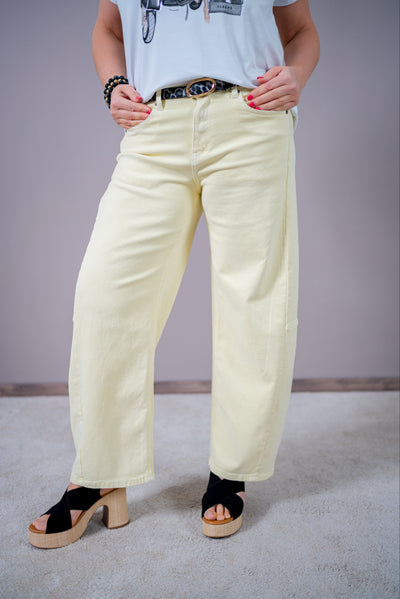 High Waist Wide Leg Hose in Vanille