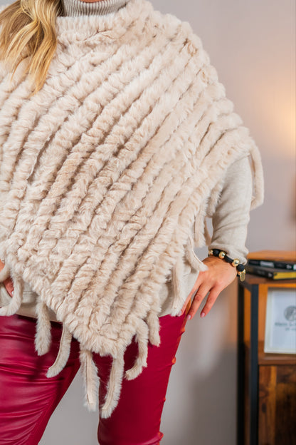 Kuscheliges Poncho-Cape, beige