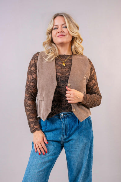 Weste im Anzugstyle, taupe