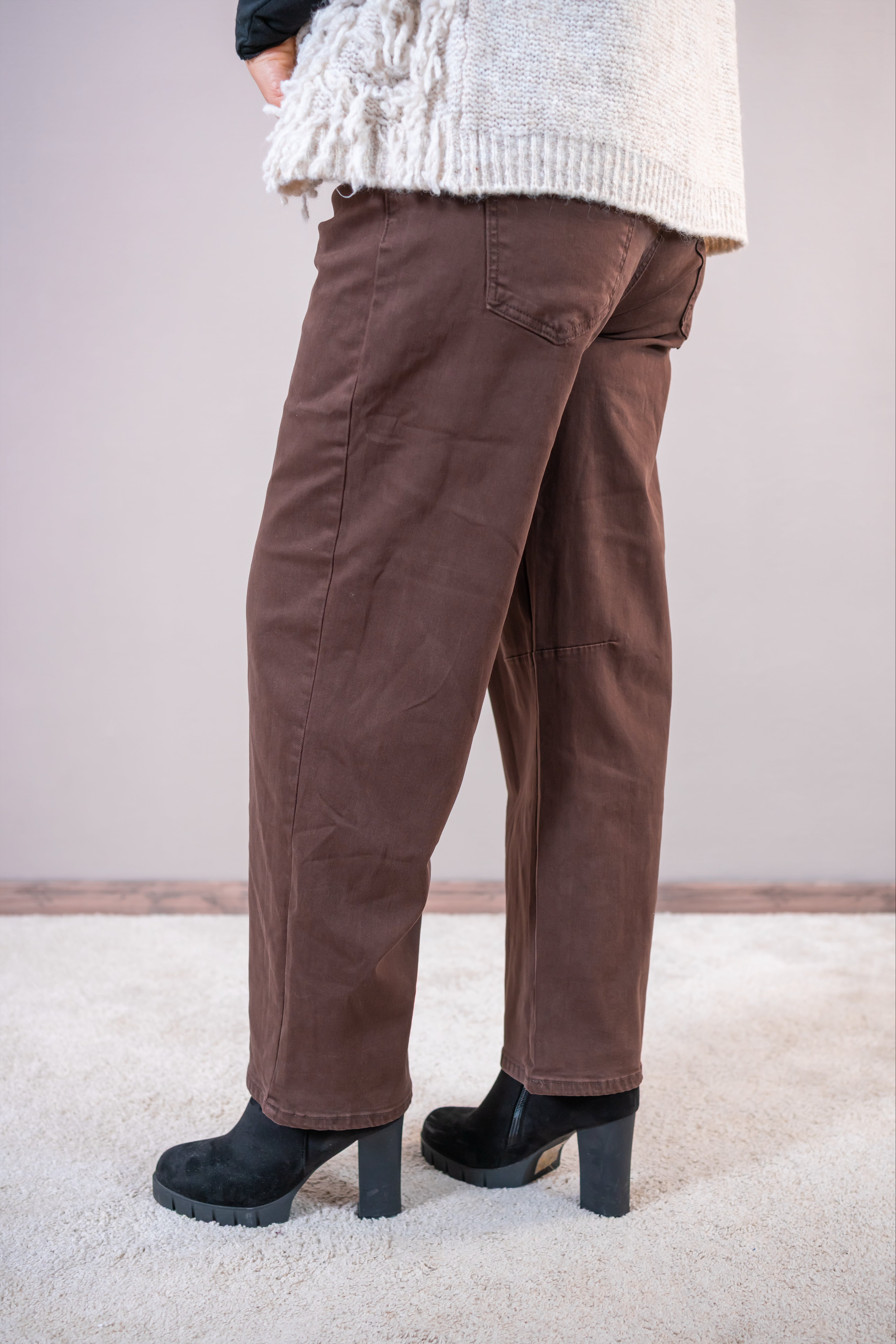 Jeans Barrel-Fit, schokobraun