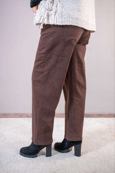 Jeans Barrel-Fit, schokobraun