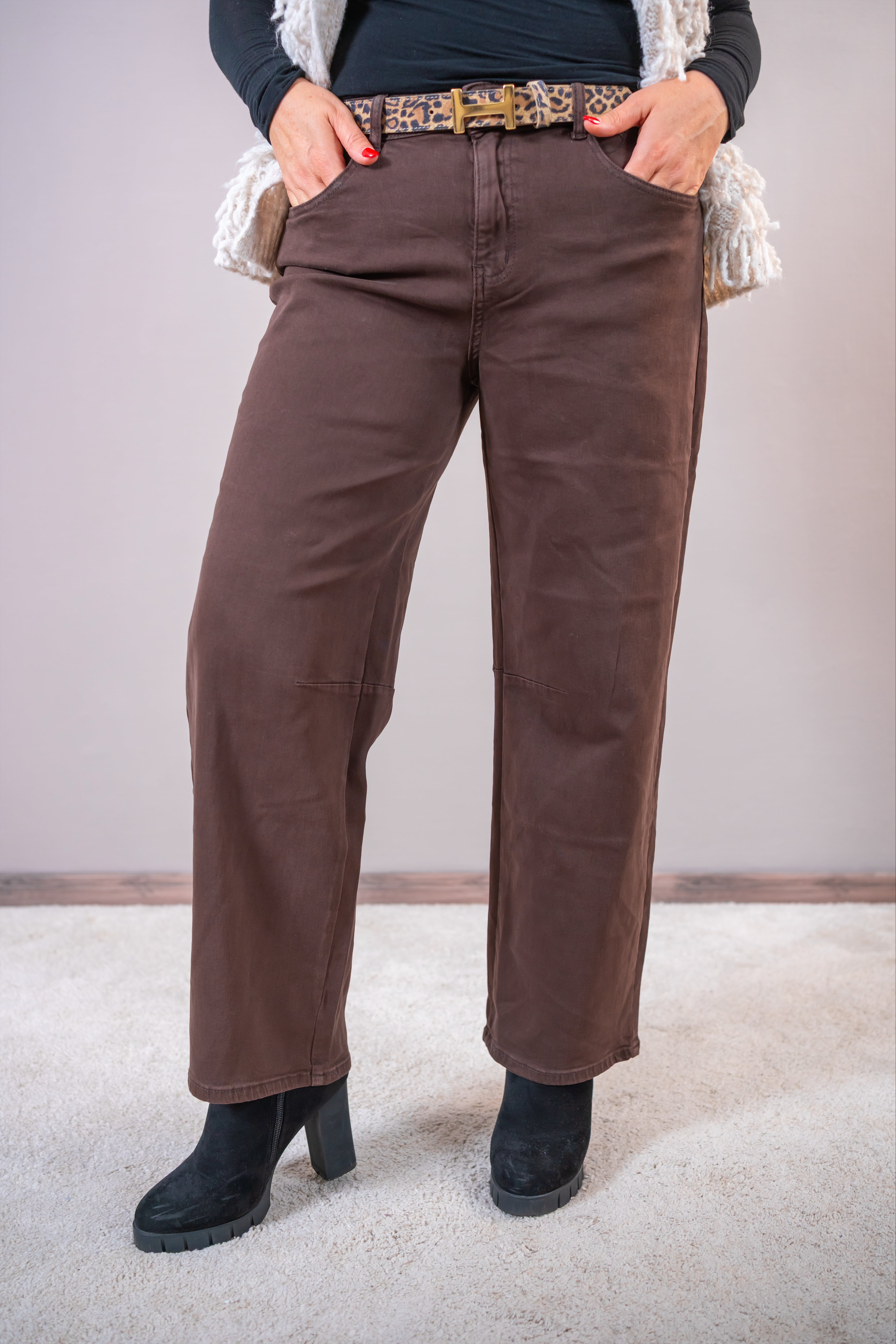 Jeans Barrel-Fit, schokobraun
