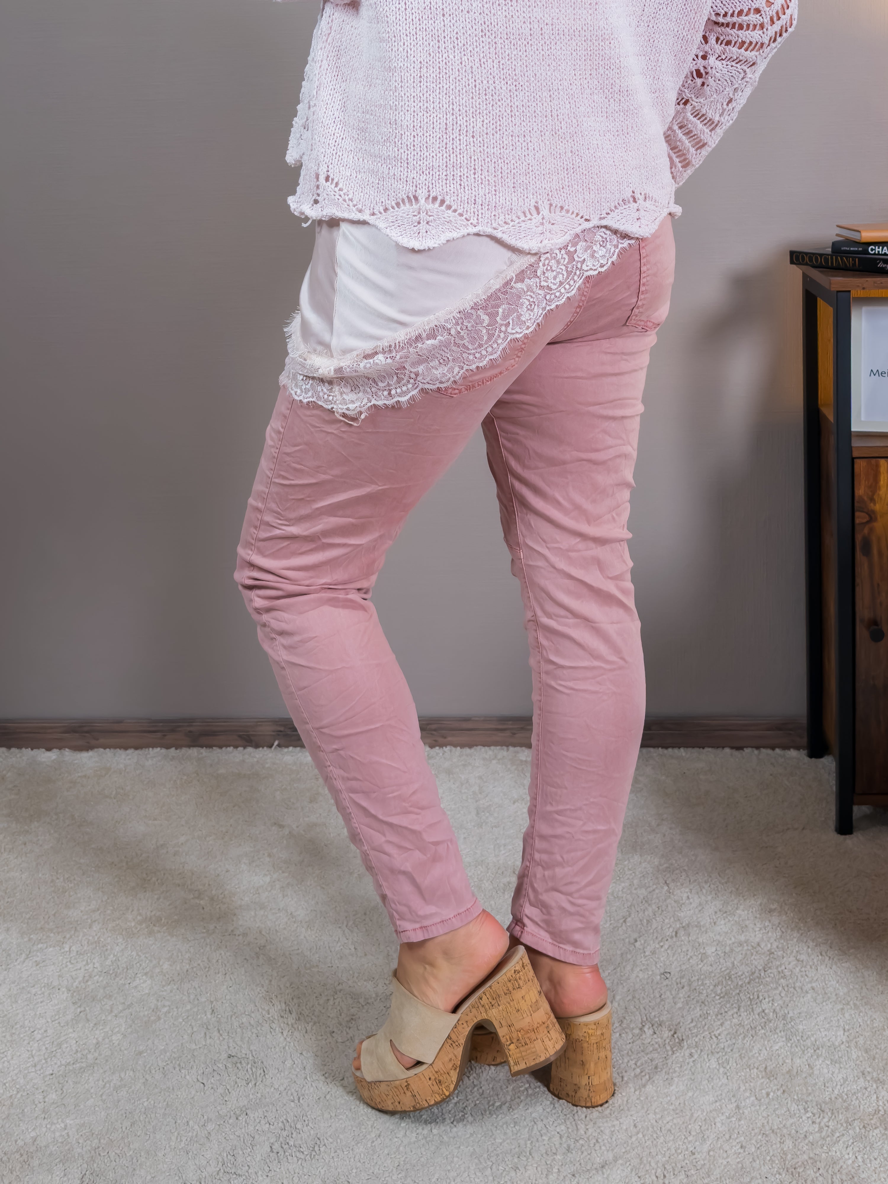 Slim Leg Hose mit 5-Pocket-Design, altrosa