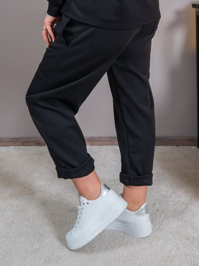 Jogger Hose mit Neon-Kordelzug, schwarz