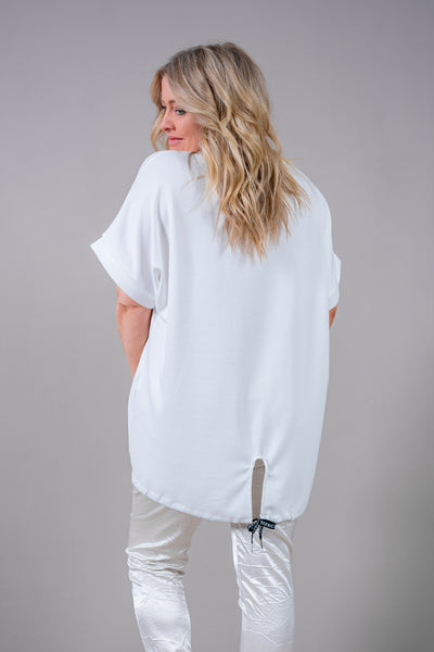 Oversize-Shirt mit Herz-Print & Tunnelzug-Saum, creme