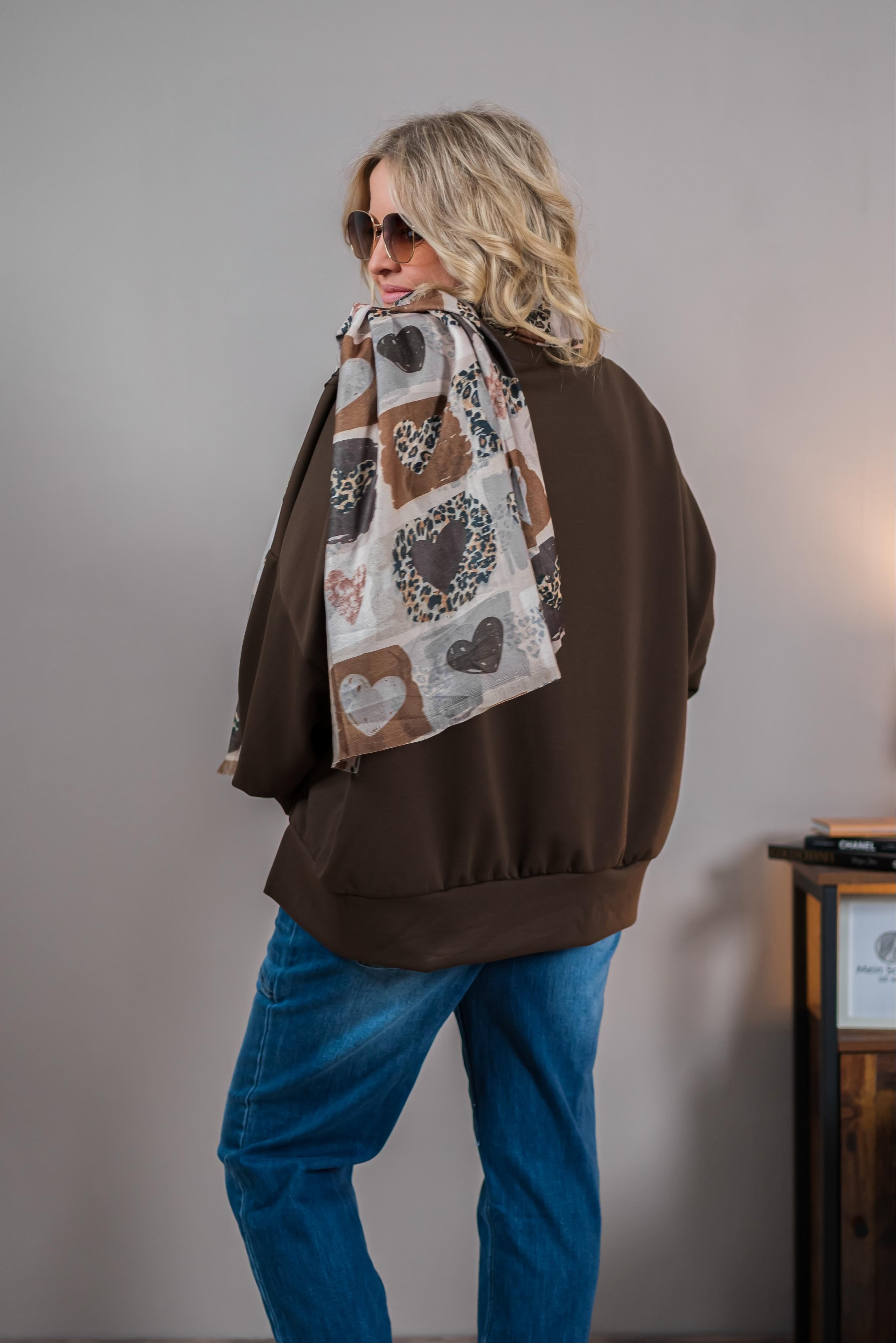 Oversize-Sweatshirt mit Patch, schokobraun