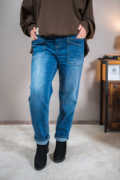 Jeanshose im Jogpants-Style, mittelblau