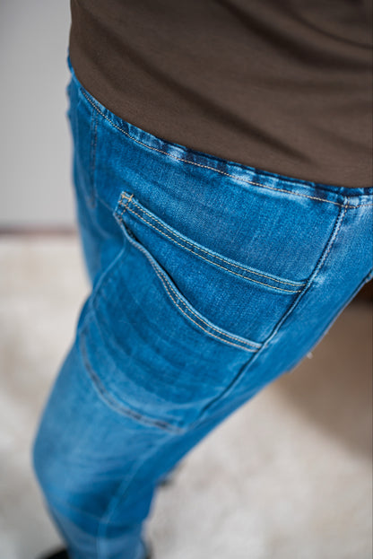 Jeanshose im Jogpants-Style, mittelblau