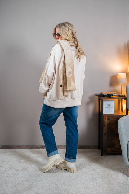 Oversize-Sweatshirt mit Patch, beige