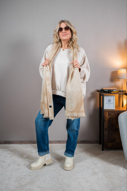 Oversize-Sweatshirt mit Patch, beige