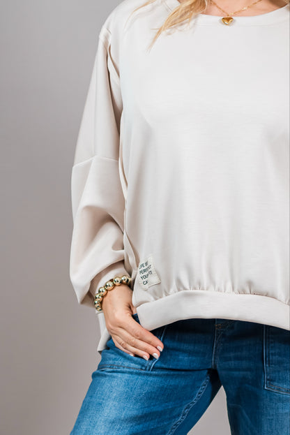 Oversize-Sweatshirt mit Patch, beige