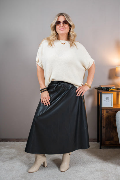 Kurzarm-Strickpullover, creme