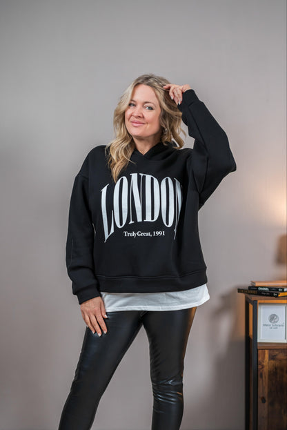 Hoodie mit Print, schwarz