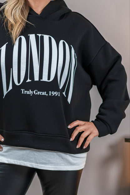 Hoodie mit Print, schwarz
