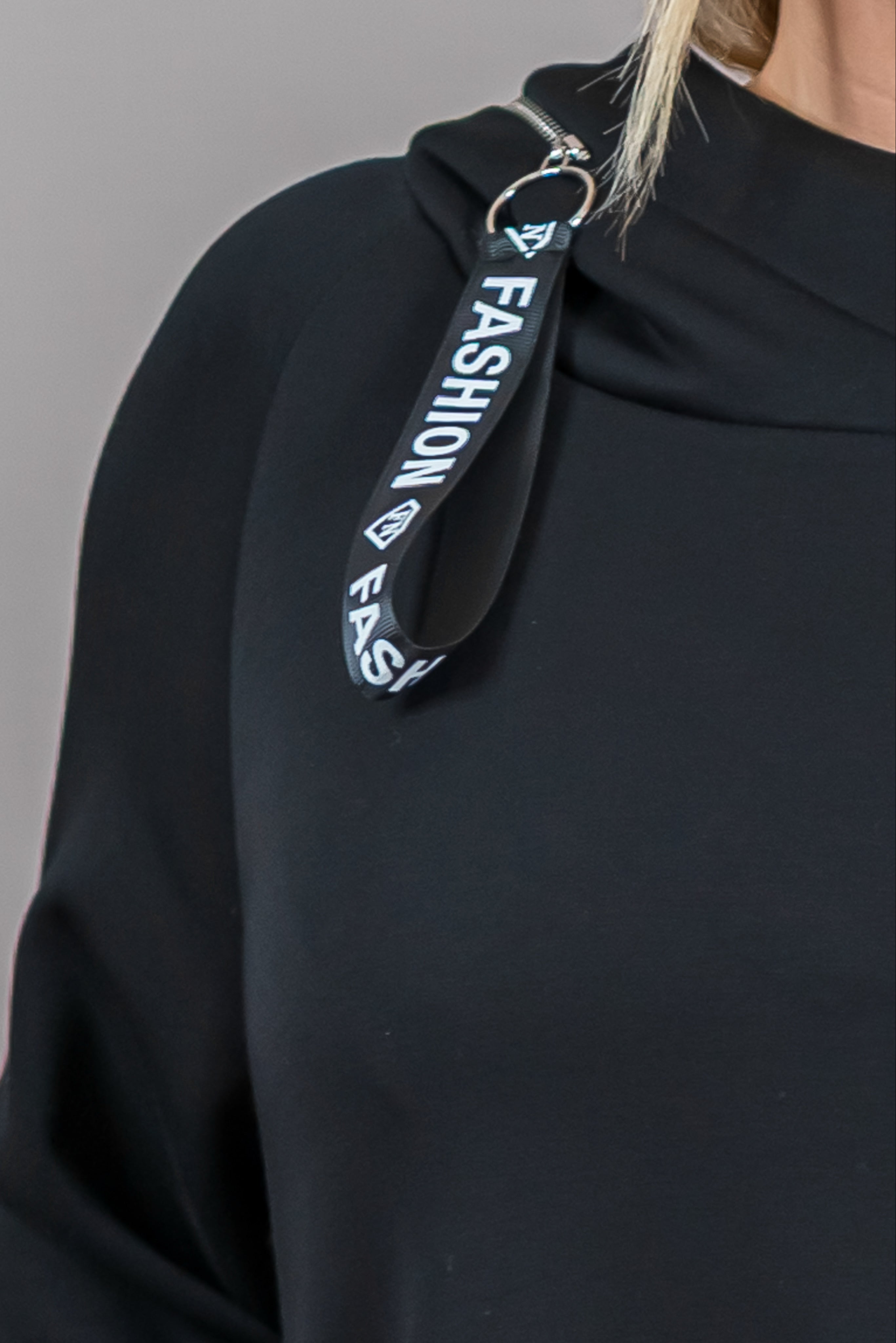 Long-Hoodie, schwarz