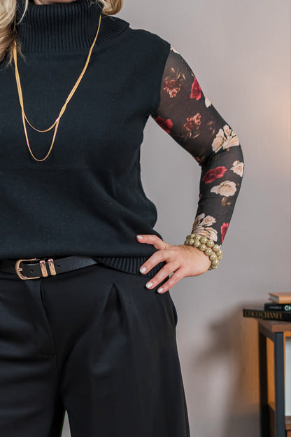 Strickpullunder mit Rollkragen, schwarz