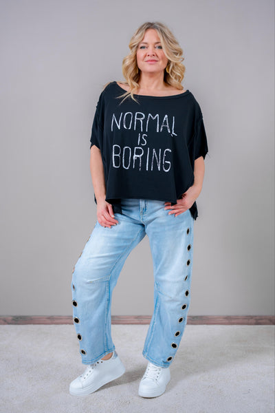 Jeans mit Ösen-Detail, hellblau