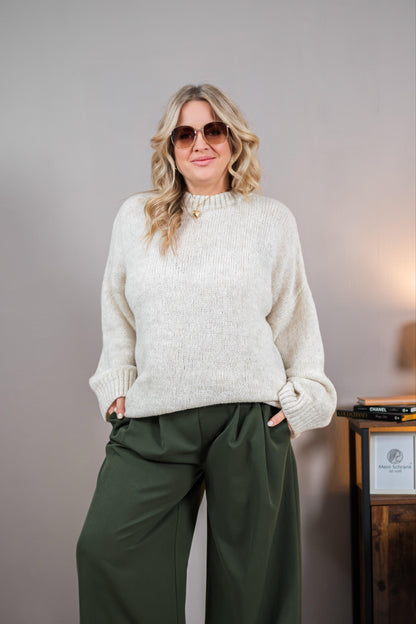 Oversize-Strickpullover, creme