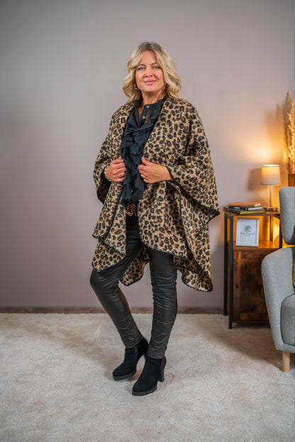Poncho mit Leo-Print