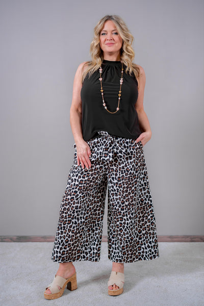 Culotte mit Bindegürtel, leoprint