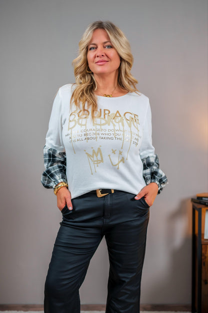 Feinstrickshirt mit eingesetzten Ärmeln, ecru