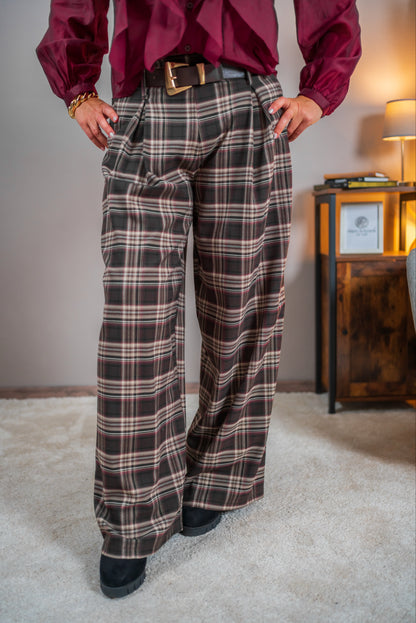 Wide-Leg-Stoffhose, kariert
