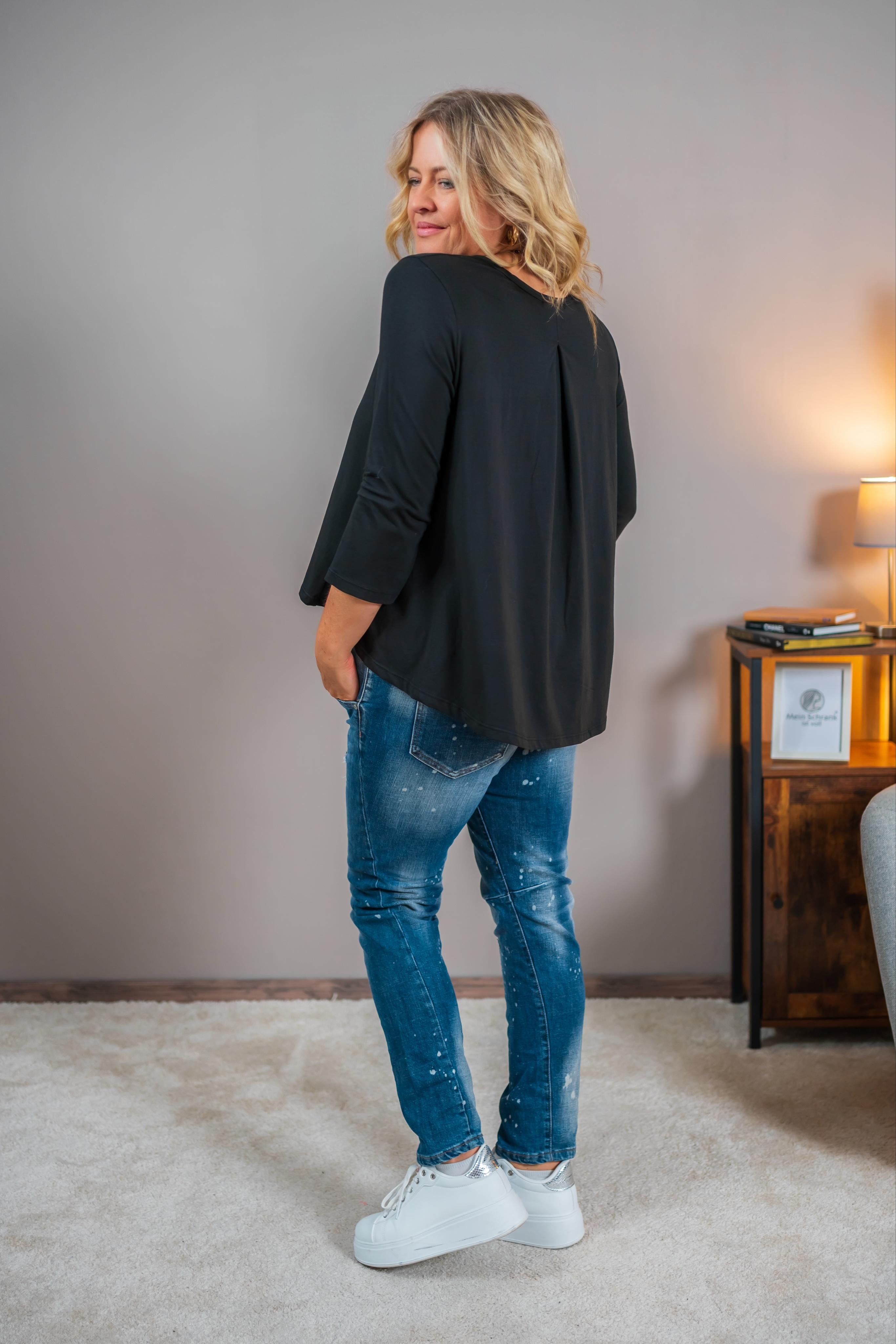 Shirt mit 3/4 Arm, schwarz