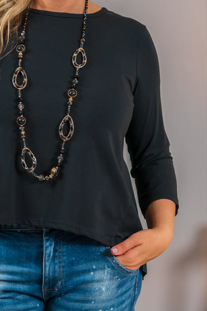 Shirt mit 3/4 Arm, schwarz