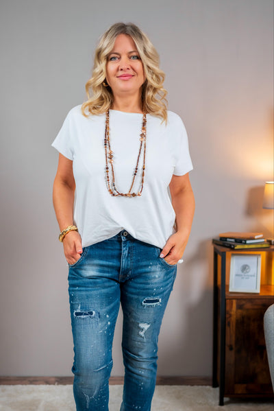 Basic-T-Shirt, wollweiß