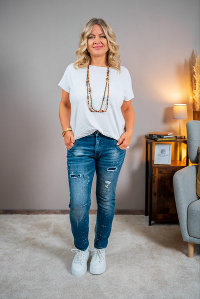 Basic-T-Shirt, wollweiß