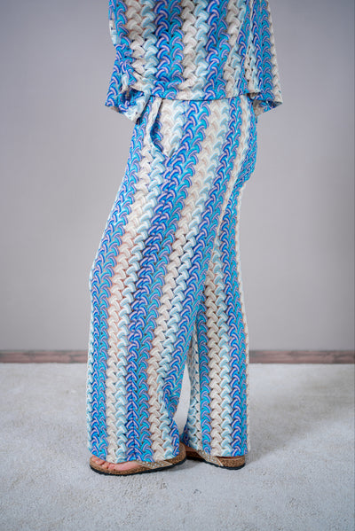 Strick-Hose mit Lochmuster, pastellfarben 2.Wahl