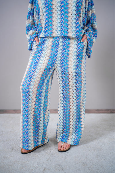Strick-Hose mit Lochmuster, pastellfarben 2.Wahl