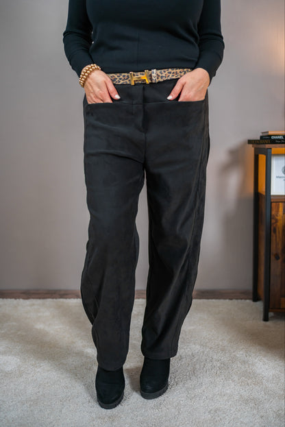 Hose im Verlours-Design, schwarz