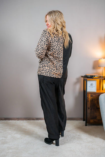 Fashion-Blazer im Two-Tone-Design, schwarz/leo