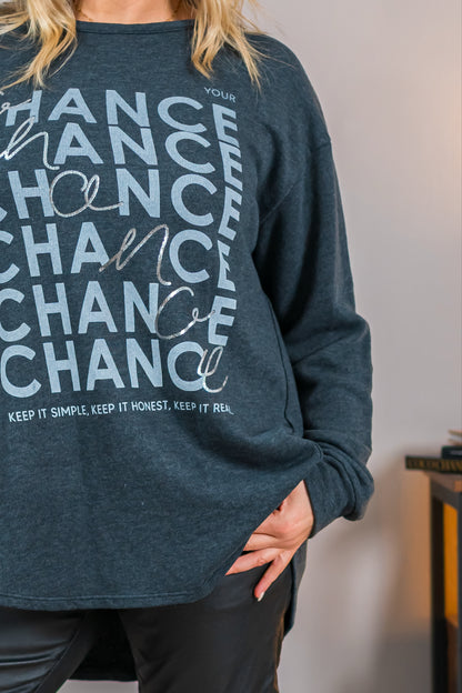 Oversize-Sweatshirt mit Statement-print, dunkelgrau