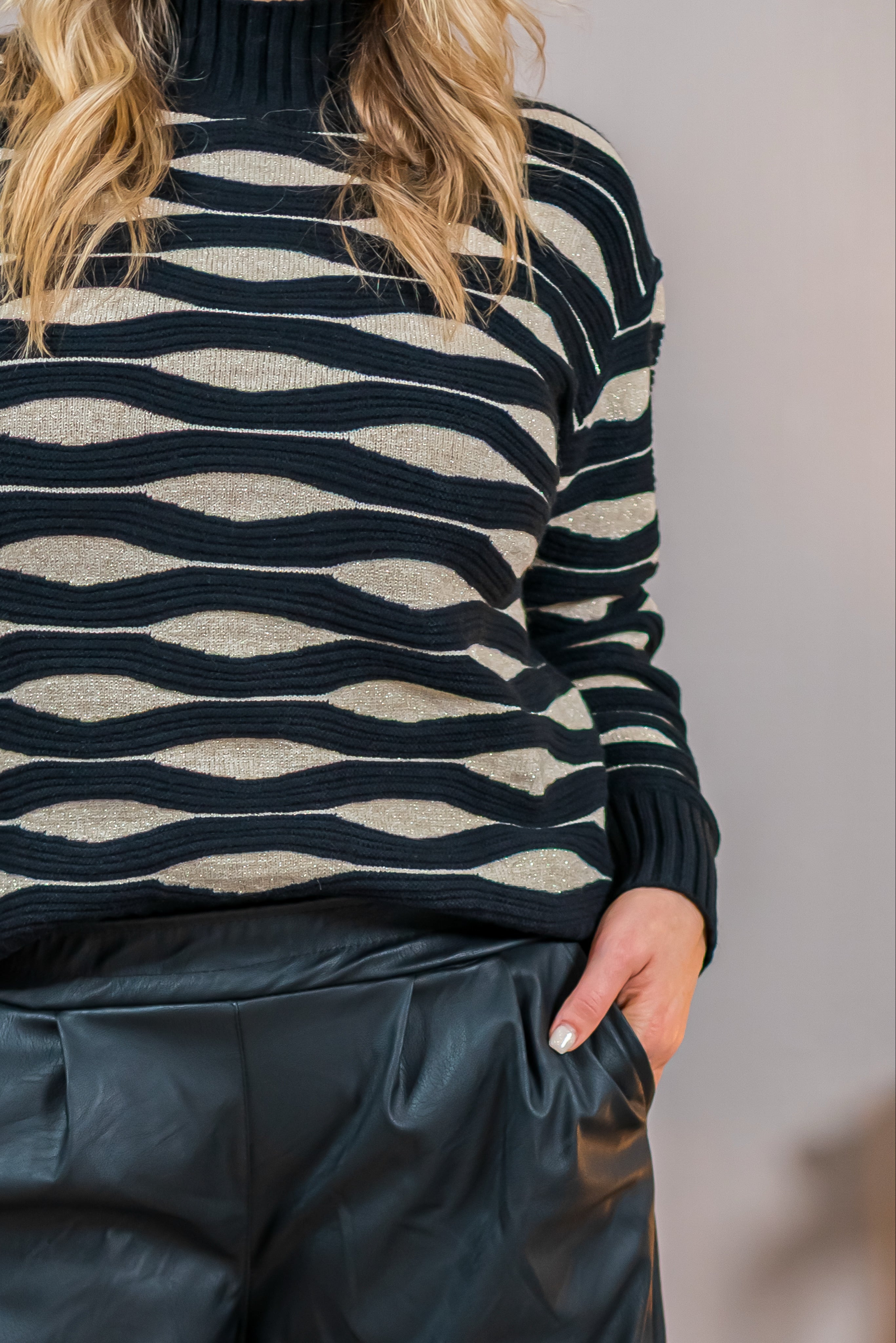 Strickpullover mit Muster, schwarz/creme