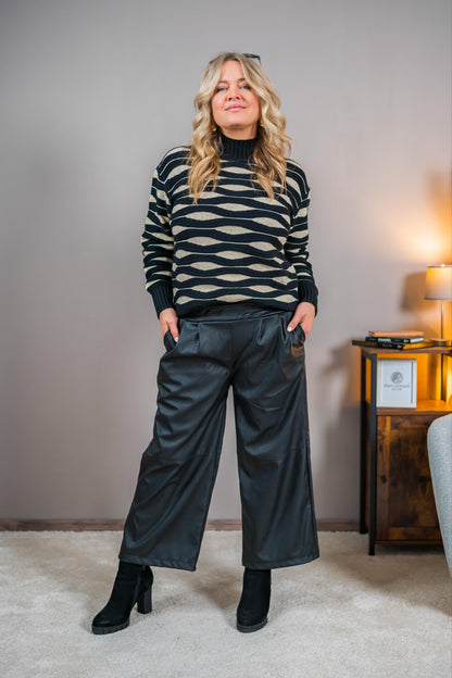 Strickpullover mit Muster, schwarz/creme