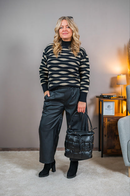 Strickpullover mit Muster, schwarz/creme