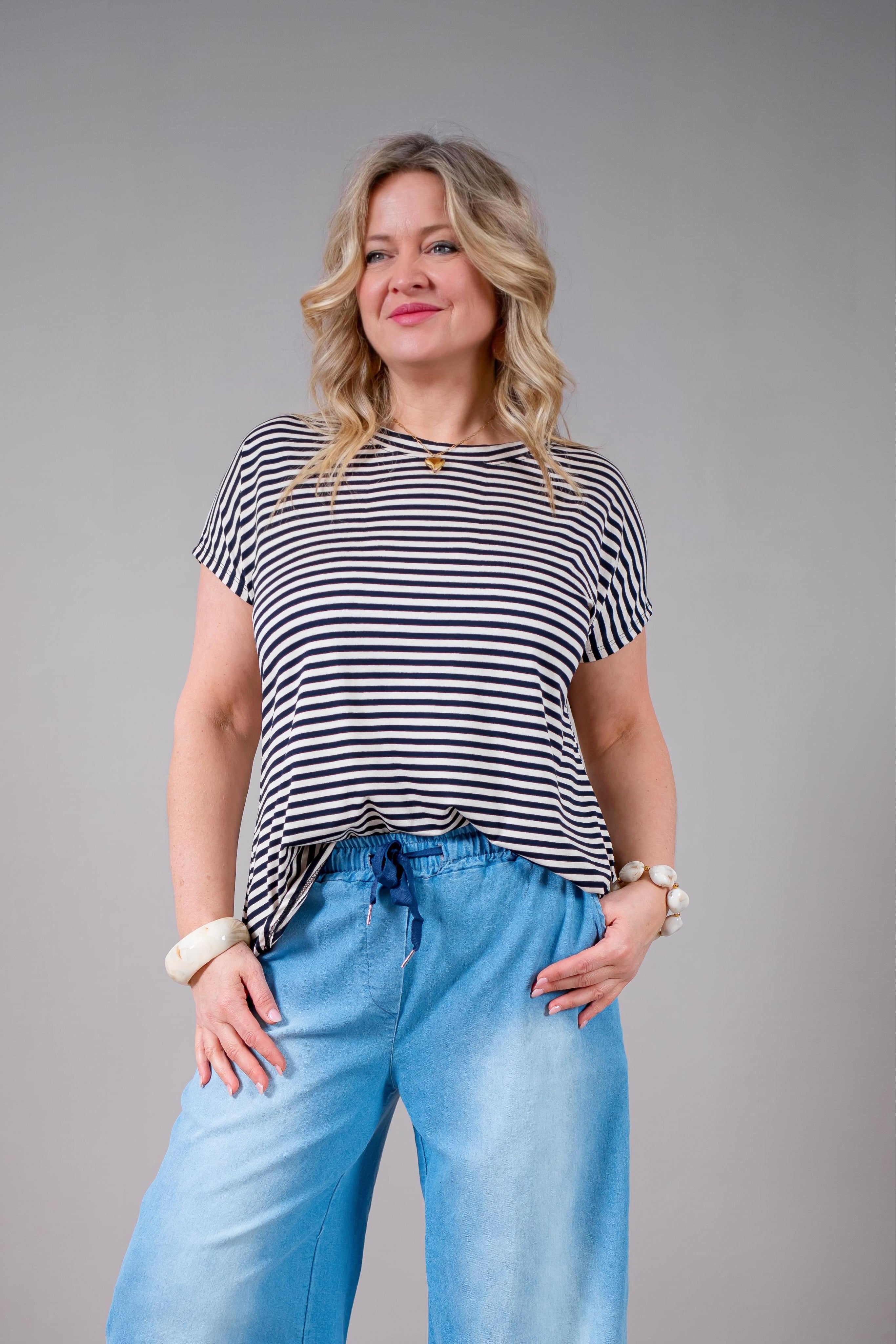 Ringel-Shirt, schwarz/creme